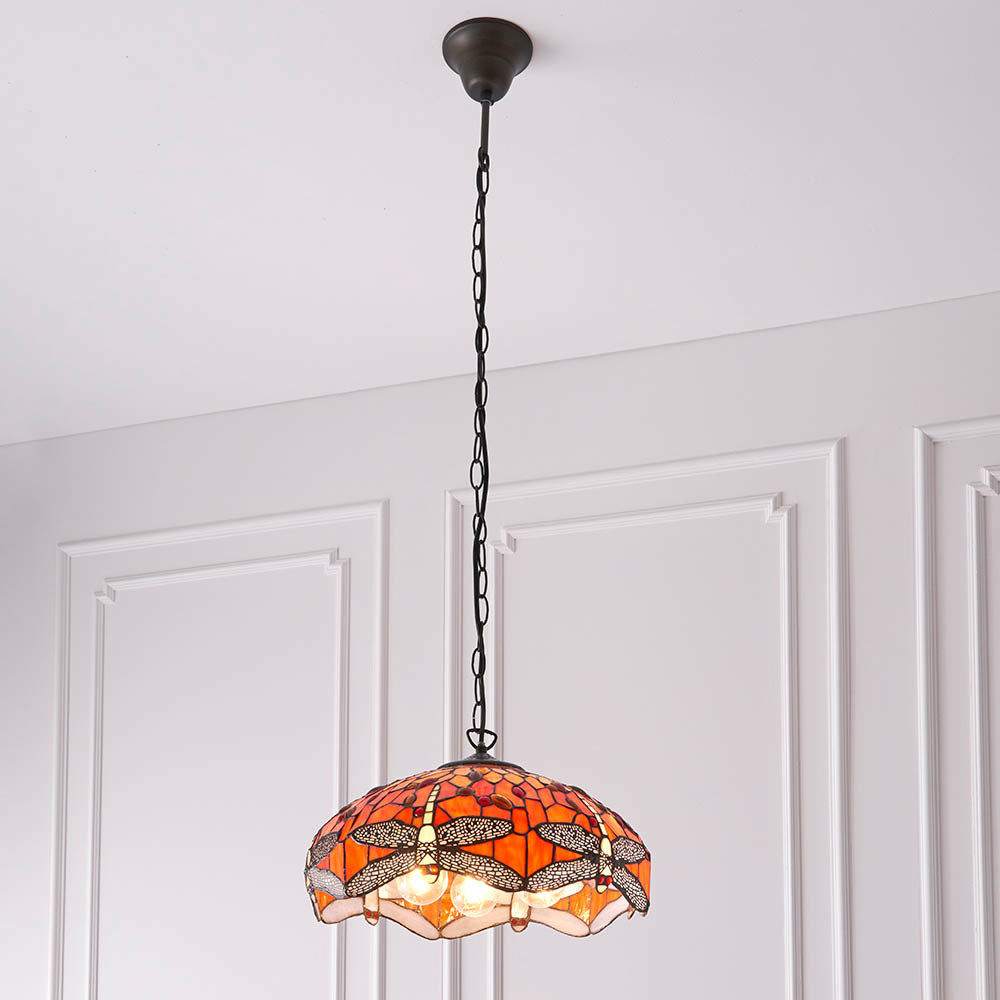 Alderworth Medium 3 Light Tiffany Pendant - Flame