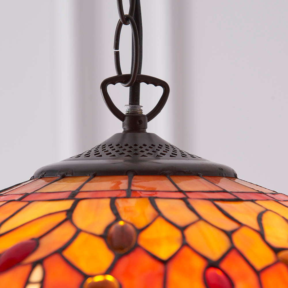 Alderworth Medium 3 Light Tiffany Pendant - Flame
