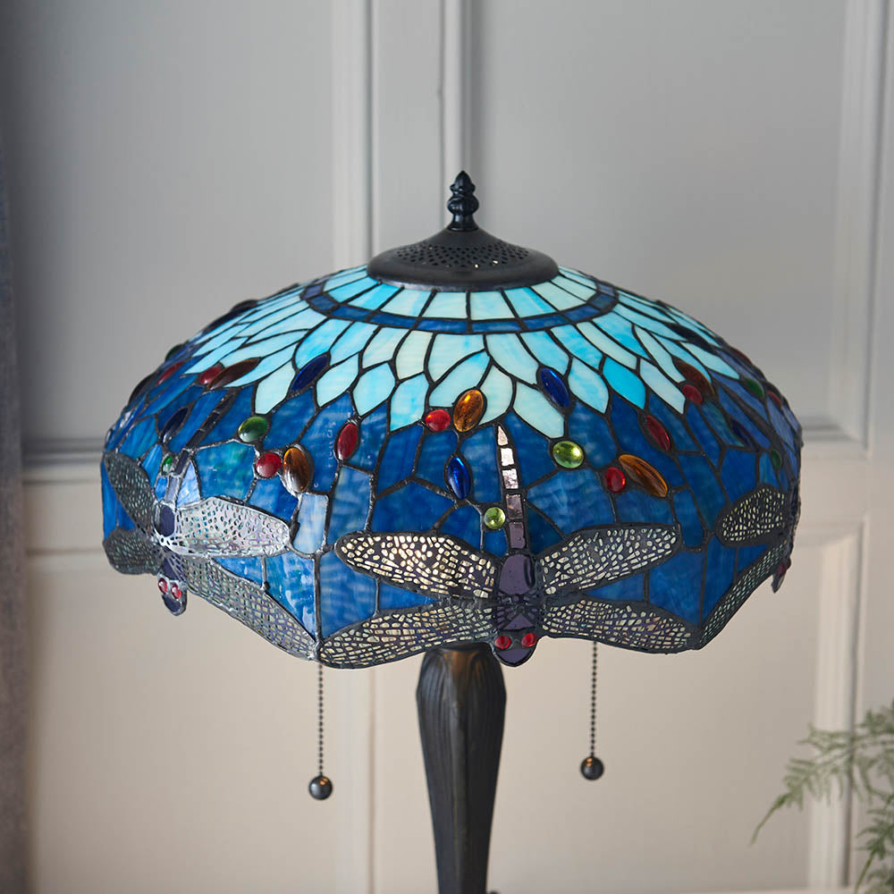 Alderworth Medium Tiffany Table Lamp - Blue