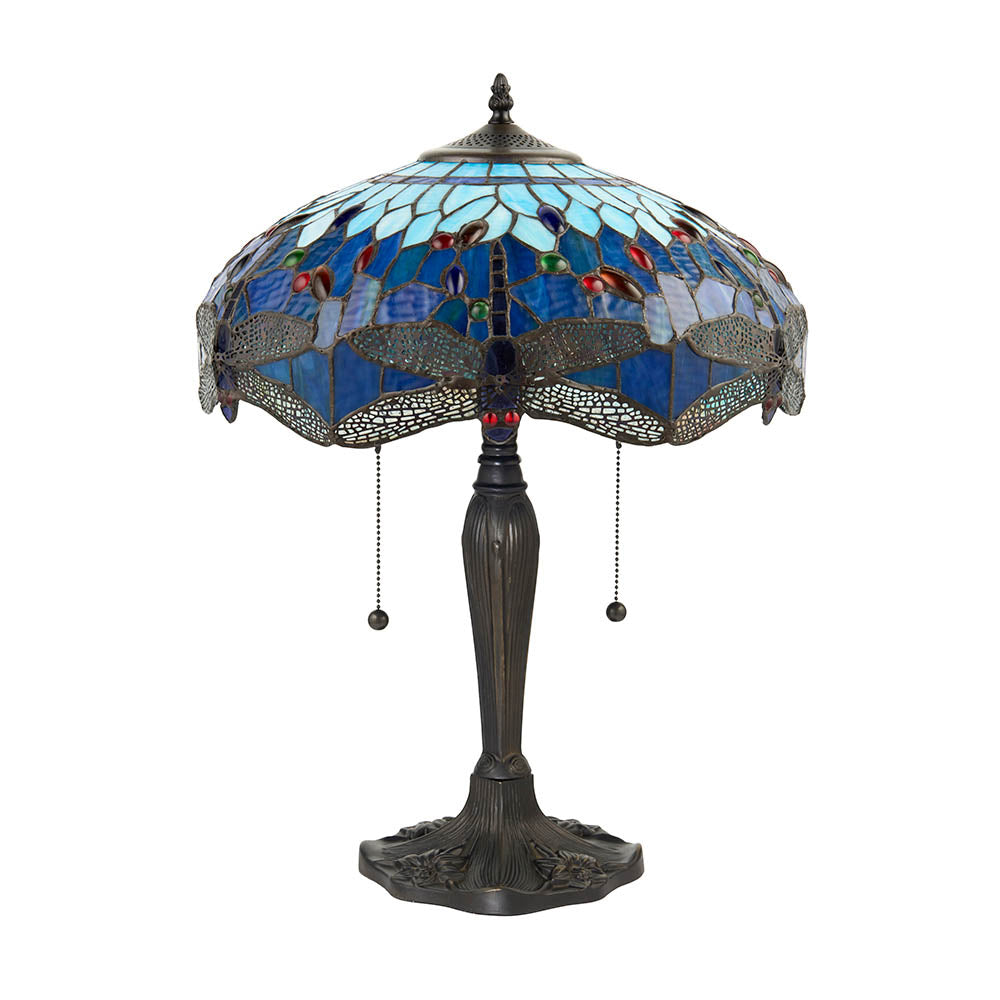 Alderworth Medium Tiffany Table Lamp - Blue