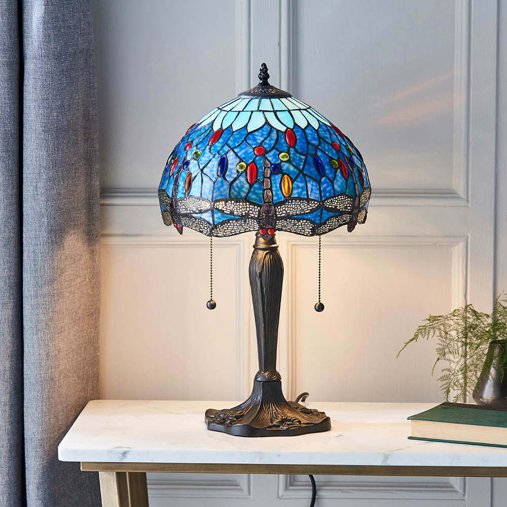 Alderworth Small Tiffany Table Lamp - Blue