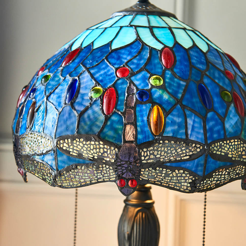 Alderworth Small Tiffany Table Lamp - Blue