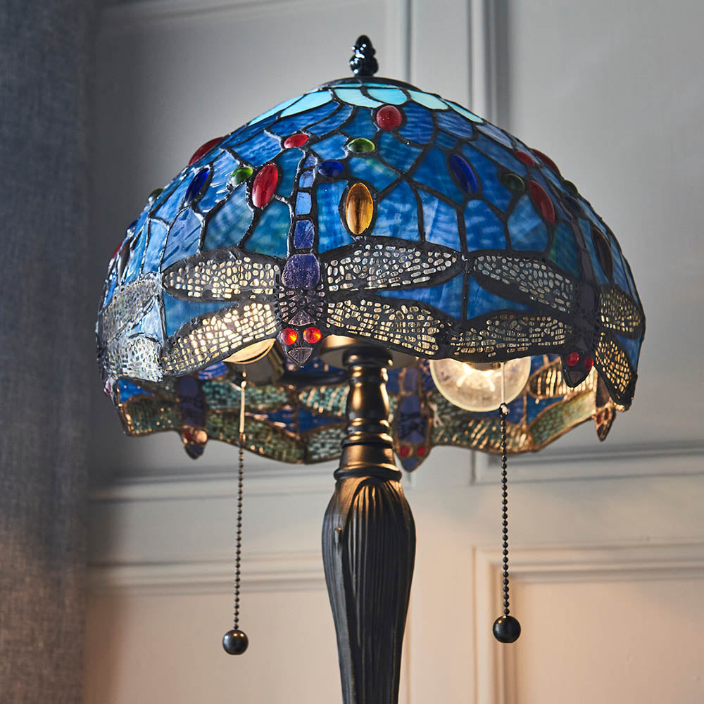 Alderworth Small Tiffany Table Lamp - Blue