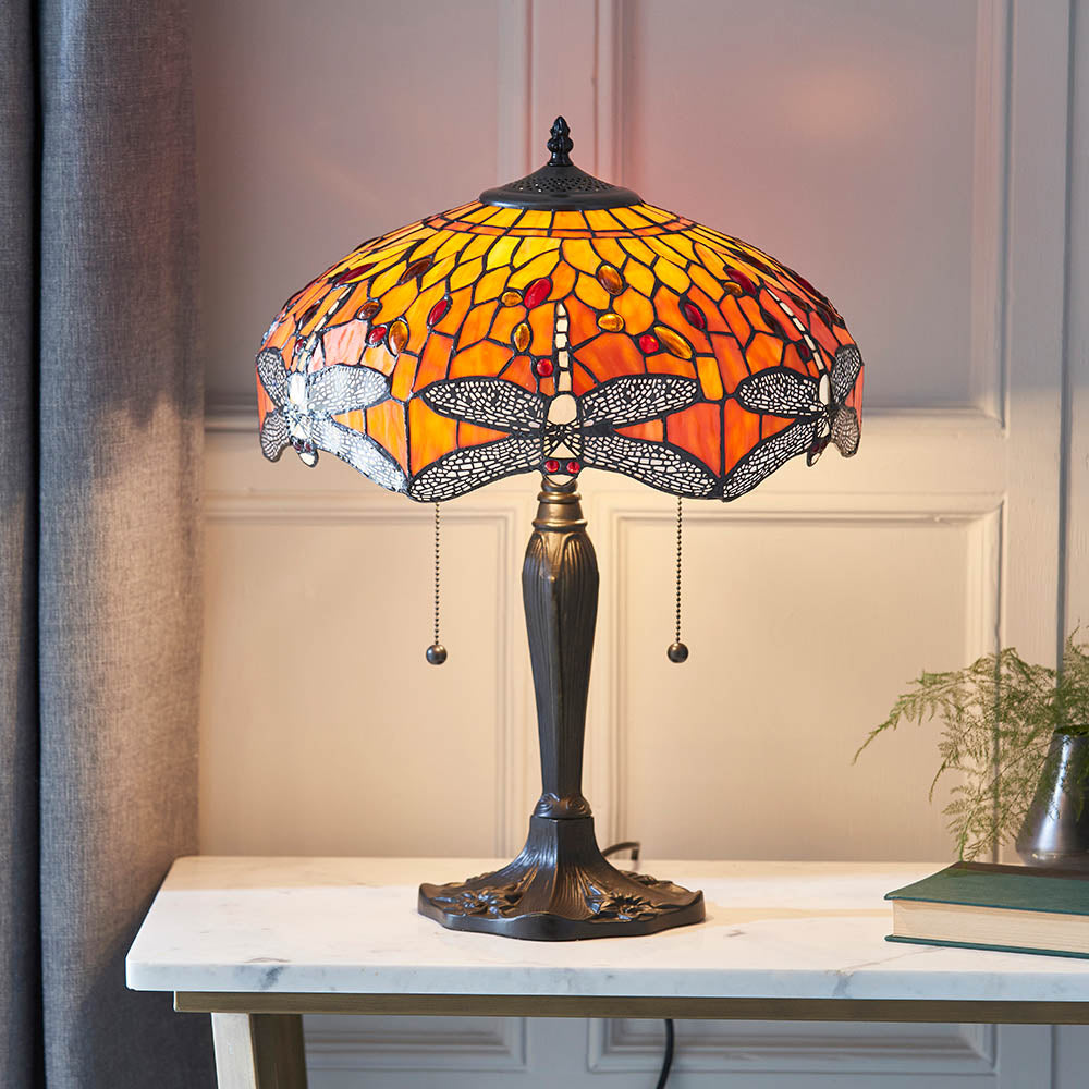 Alderworth Medium Tiffany Table Lamp - Flame