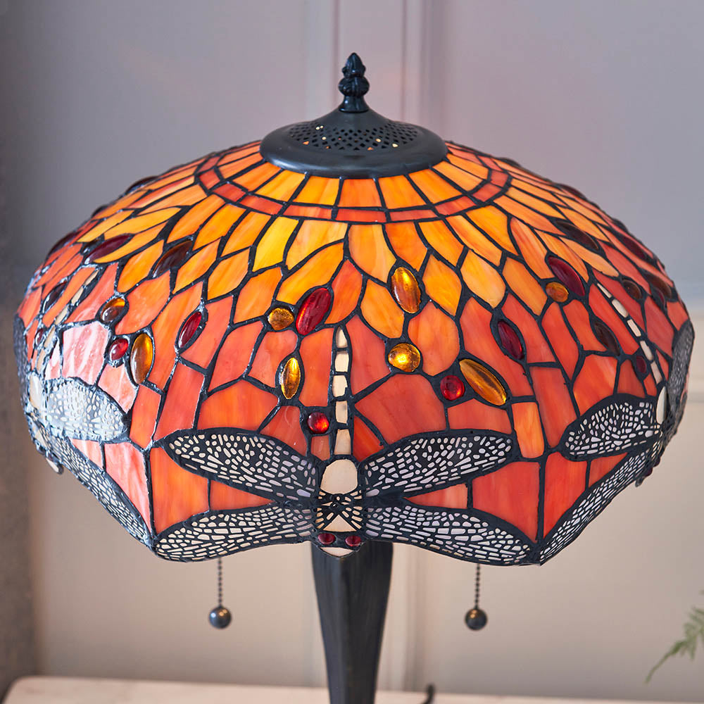 Alderworth Medium Tiffany Table Lamp - Flame