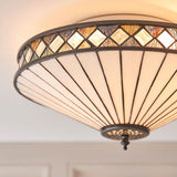 Brindleigh Medium 2 Light Tiffany Flush Ceiling Light - Multicoloured