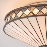 Brindleigh Medium 2 Light Tiffany Flush Ceiling Light - Multicoloured