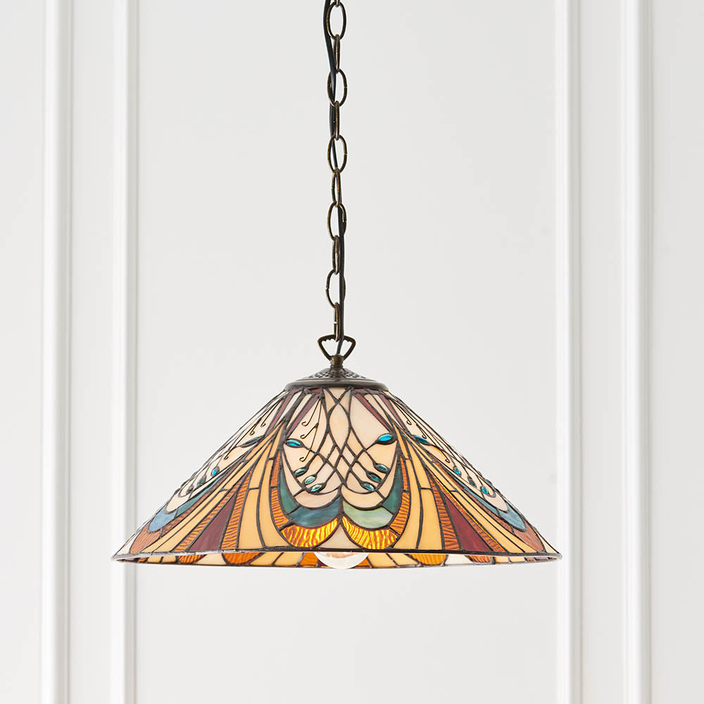 Elderford Medium Tiffany Pendant - Multicoloured