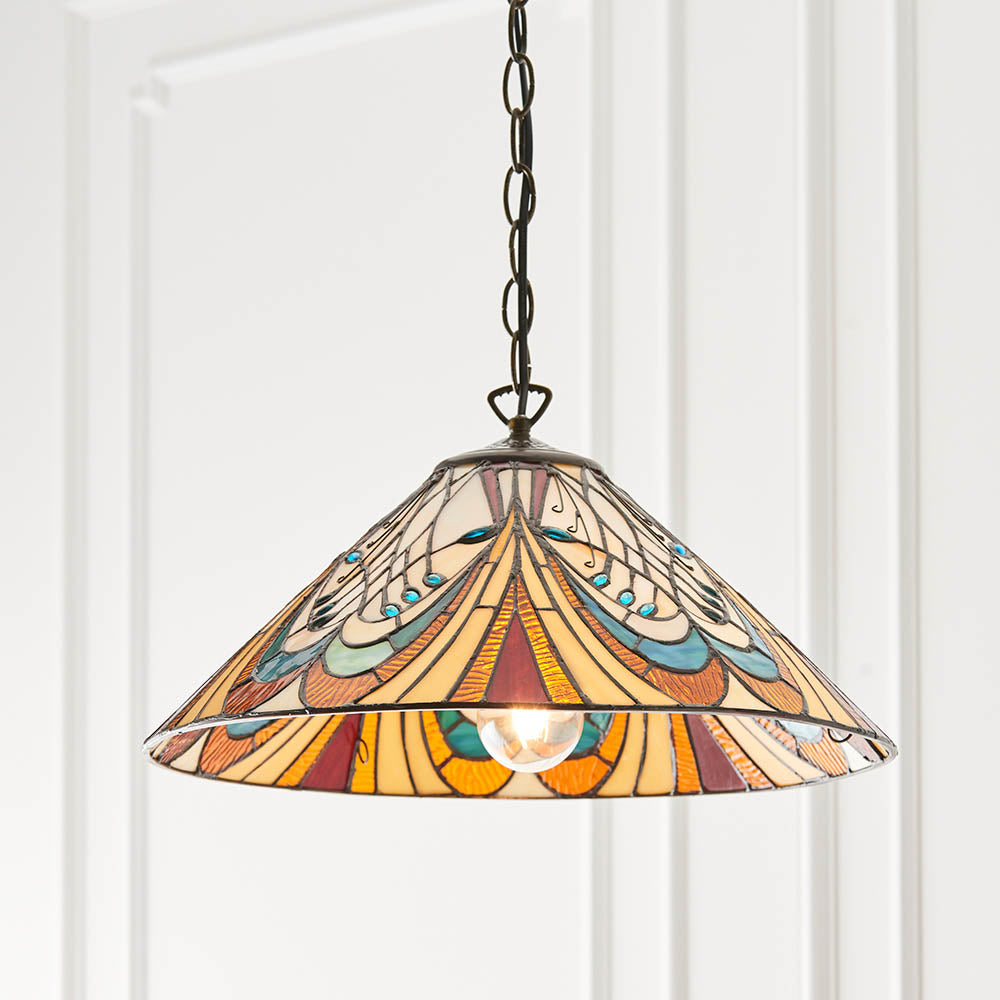 Elderford Medium Tiffany Pendant - Multicoloured
