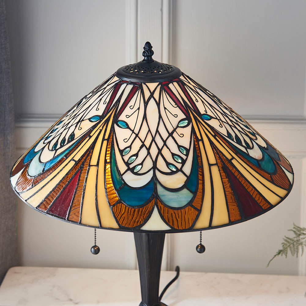 Elderford Medium Tiffany Table Lamp - Multicoloured