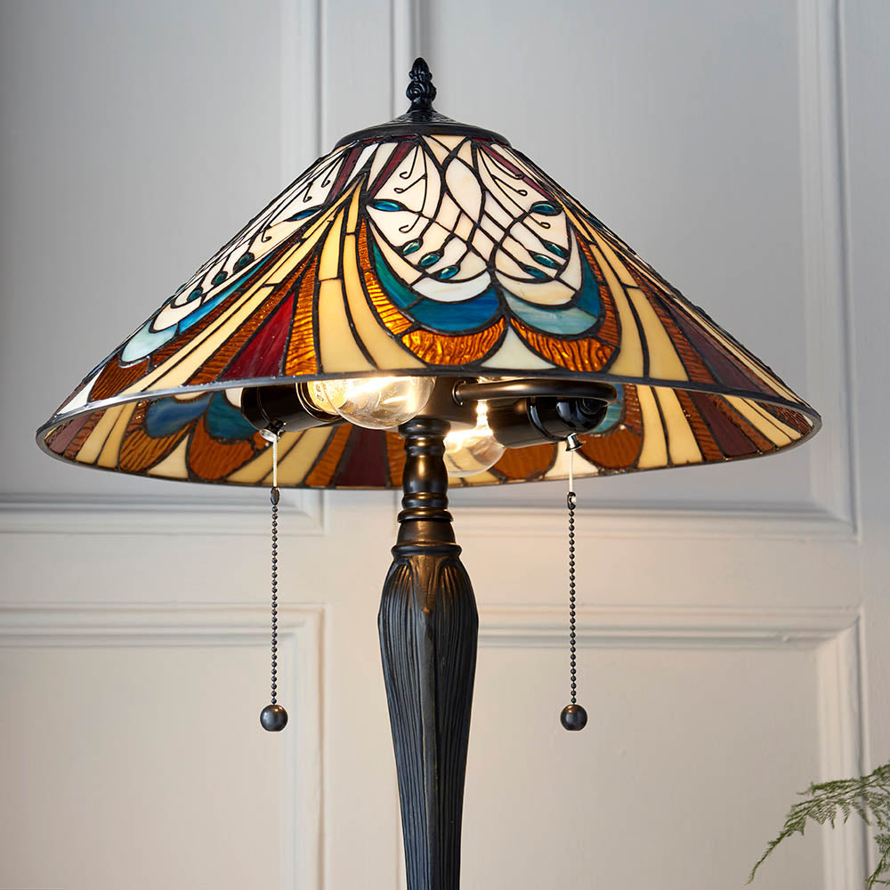 Elderford Medium Tiffany Table Lamp - Multicoloured
