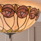 Pentleigh Large 2 Light Tiffany Flush Ceiling Light - Multicoloured