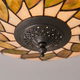 Pentleigh Large 2 Light Tiffany Flush Ceiling Light - Multicoloured
