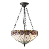 Pentleigh Medium 3 Light Tiffany Inverted Pendant - Multicoloured