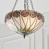 Pentleigh Medium 3 Light Tiffany Inverted Pendant - Multicoloured