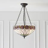 Pentleigh Medium 3 Light Tiffany Inverted Pendant - Multicoloured