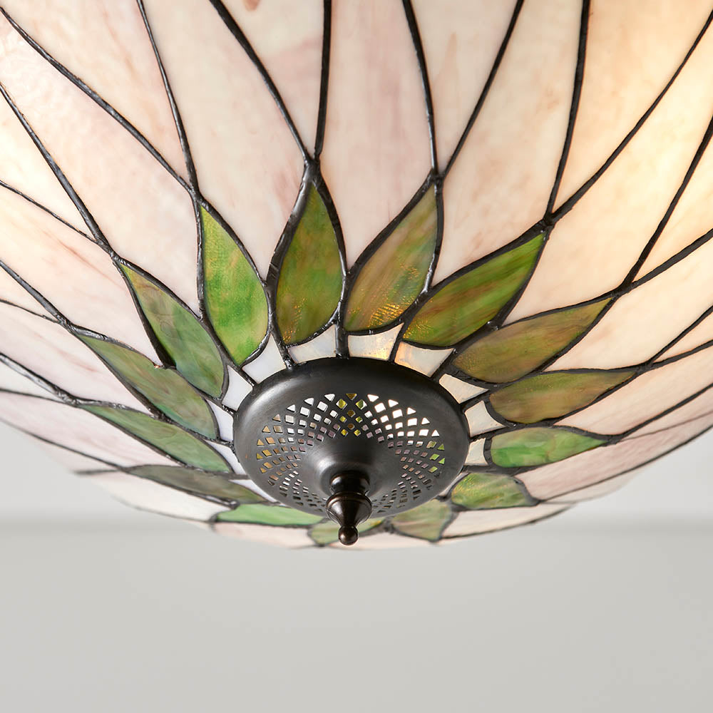 Pentleigh Medium 3 Light Tiffany Inverted Pendant - Multicoloured