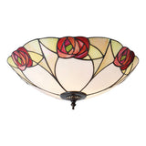 Kelverton Large 2 Light Tiffany Flush Ceiling Light - Multicoloured