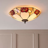 Kelverton Large 2 Light Tiffany Flush Ceiling Light - Multicoloured