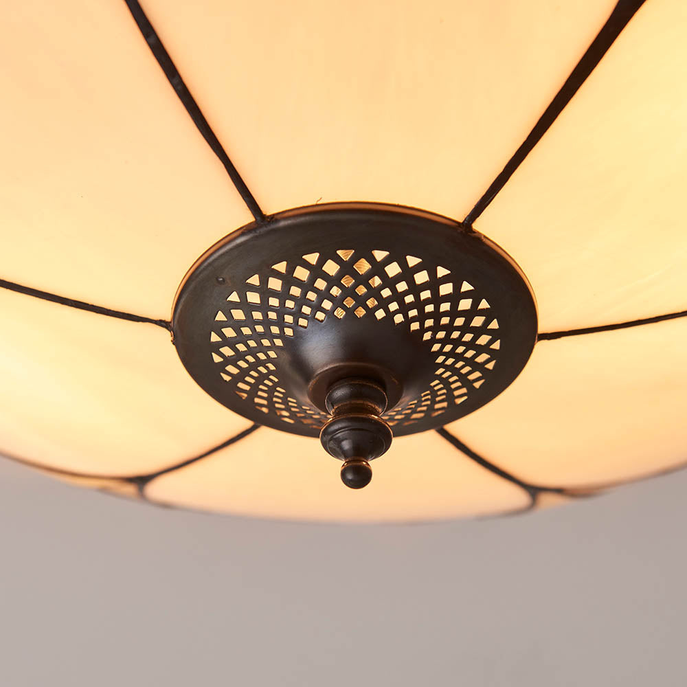 Kelverton Large 2 Light Tiffany Flush Ceiling Light - Multicoloured