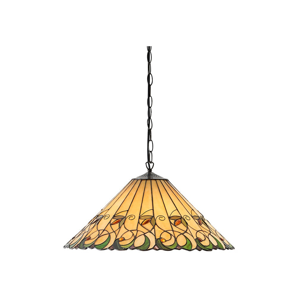 Larncombe Large 3 Light Tiffany Pendant - Multicoloured