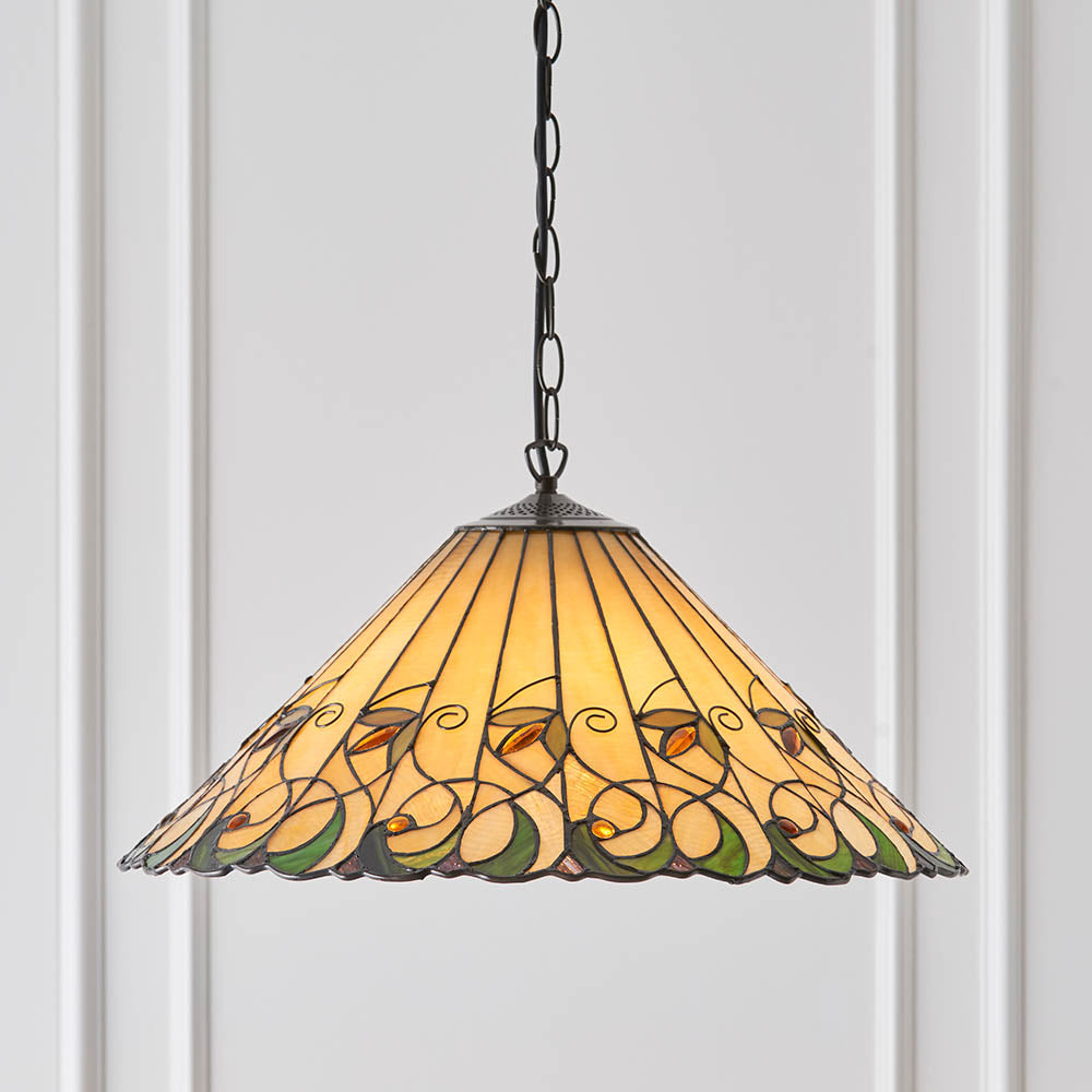 Larncombe Large 3 Light Tiffany Pendant - Multicoloured