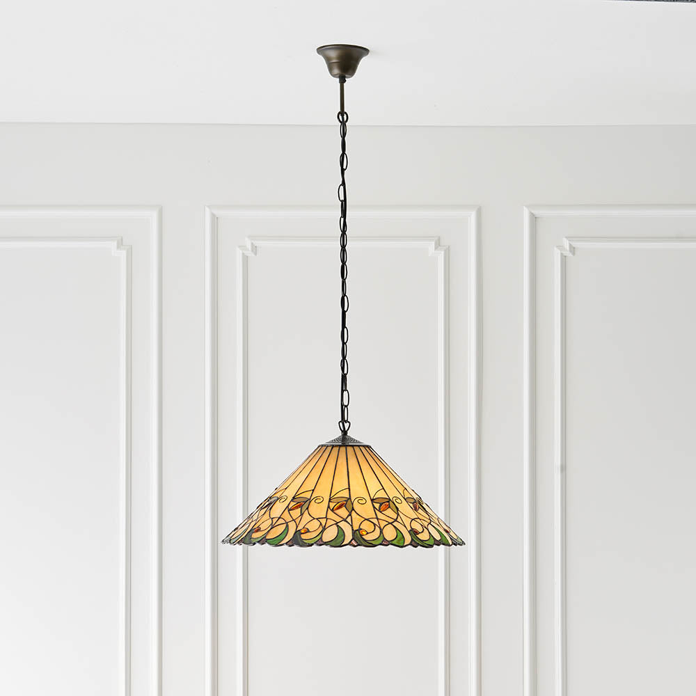 Larncombe Large 3 Light Tiffany Pendant - Multicoloured