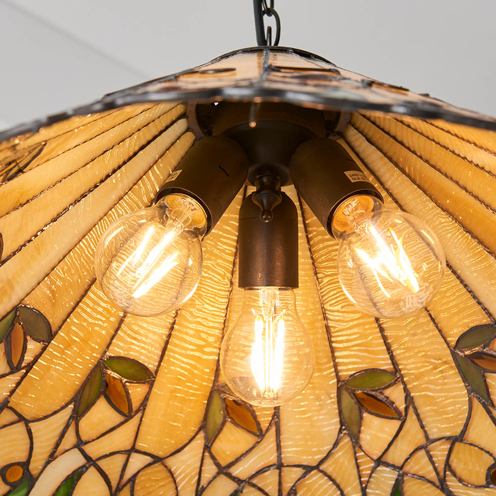 Larncombe Large 3 Light Tiffany Pendant - Multicoloured