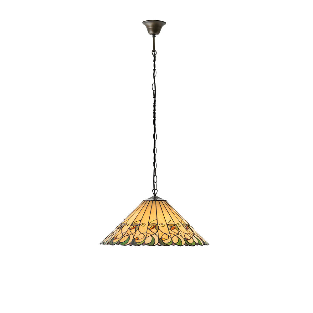 Larncombe Large 3 Light Tiffany Pendant - Multicoloured