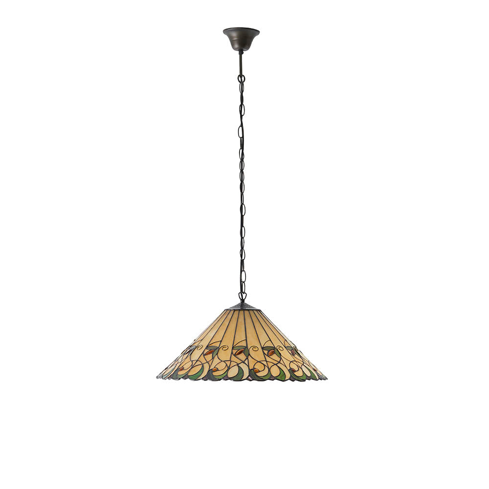 Larncombe Large 3 Light Tiffany Pendant - Multicoloured