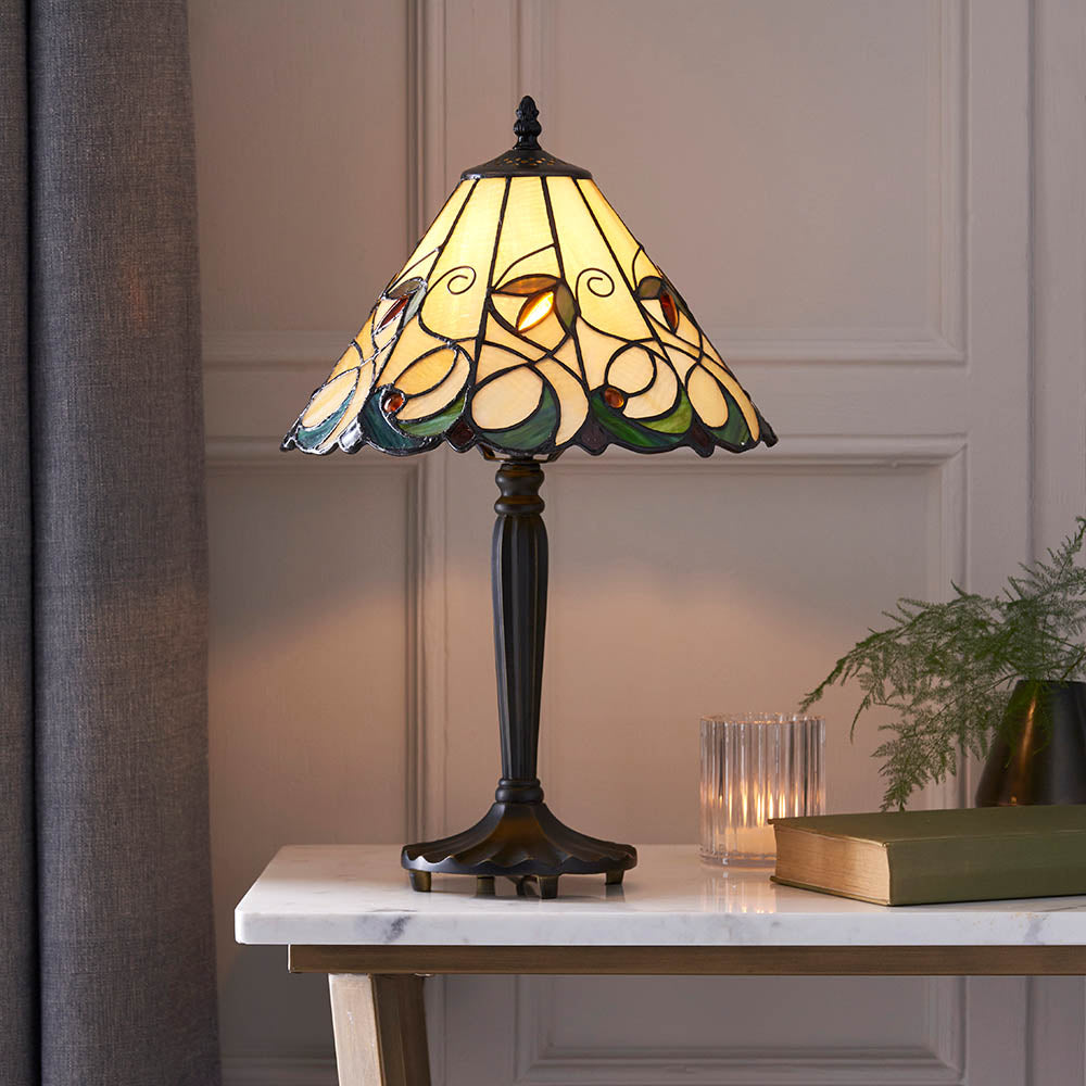 Larncombe Small Tiffany Table Lamp - Multicoloured