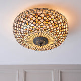 Ravenstead Large 2 Light Tiffany Flush Ceiling Light - Multicoloured