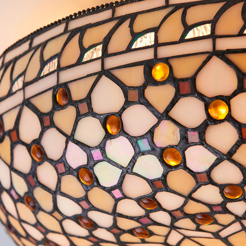 Ravenstead Large 2 Light Tiffany Flush Ceiling Light - Multicoloured
