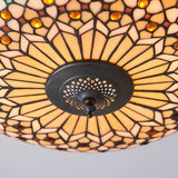 Ravenstead Large 2 Light Tiffany Flush Ceiling Light - Multicoloured