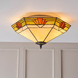 Willowmere Large 2 Light Tiffany Flush Ceiling Light - Multicoloured