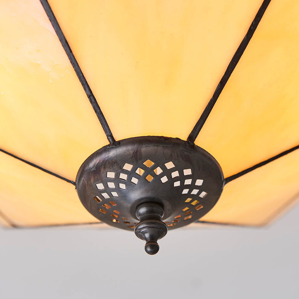 Willowmere Large 2 Light Tiffany Flush Ceiling Light - Multicoloured