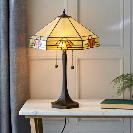 Willowmere Medium Tiffany Table Lamp - Multicoloured