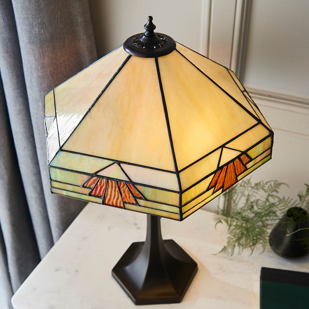 Willowmere Medium Tiffany Table Lamp - Multicoloured