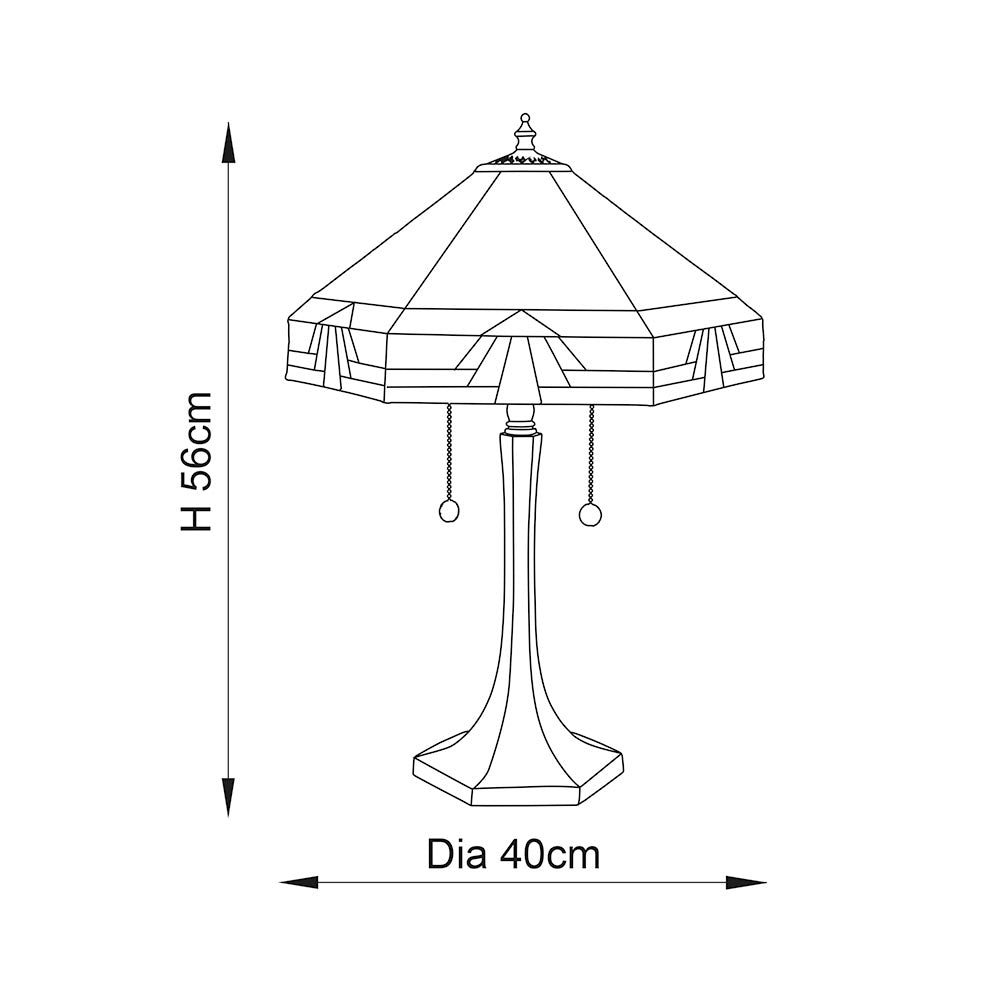 Willowmere Medium Tiffany Table Lamp - Multicoloured