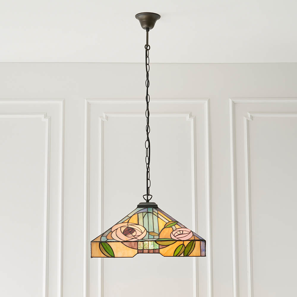 Thornmere Large 3 Light Tiffany Pendant - Multicoloured