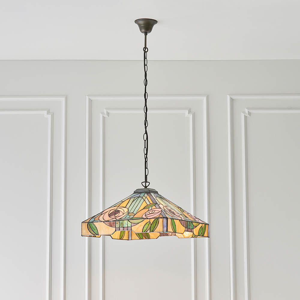 Thornmere Large 3 Light Tiffany Pendant - Multicoloured