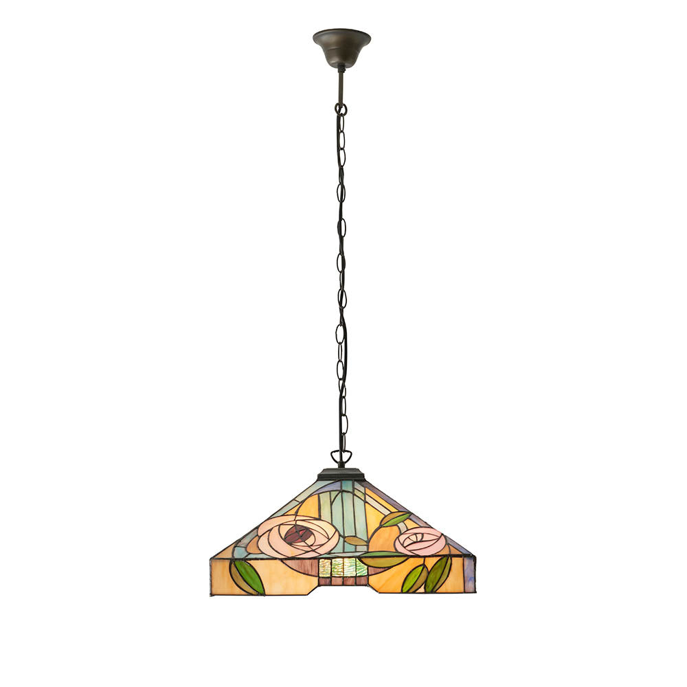 Thornmere Large 3 Light Tiffany Pendant - Multicoloured