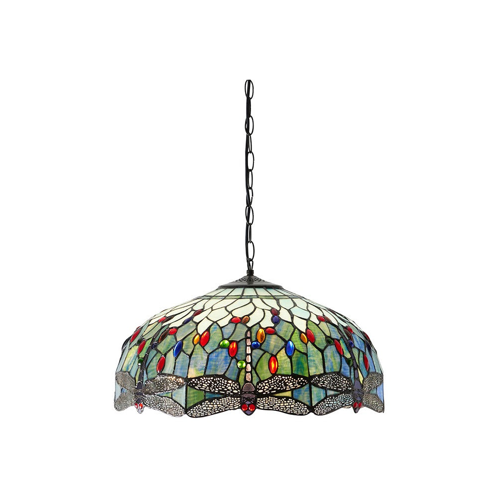 Alderworth Large 3 Light Tiffany Pendant - Blue