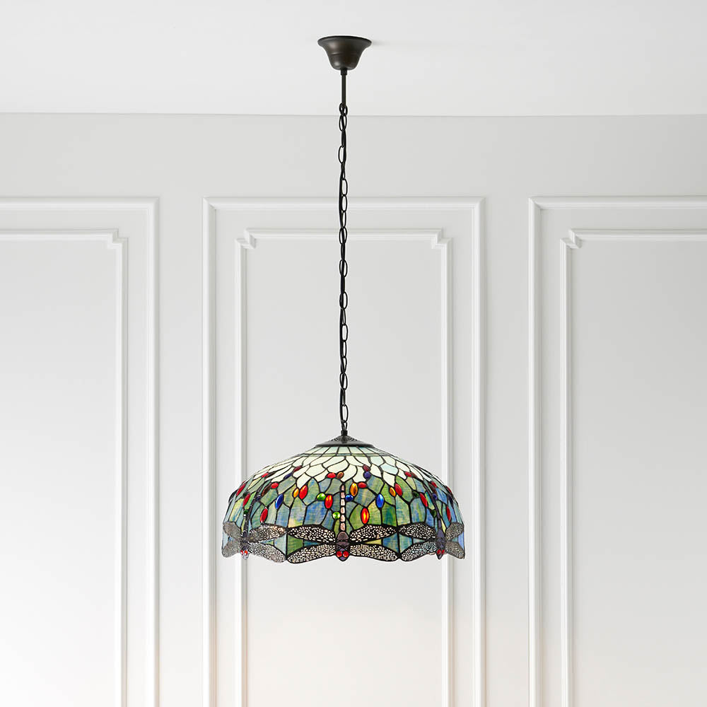 Alderworth Large 3 Light Tiffany Pendant - Blue