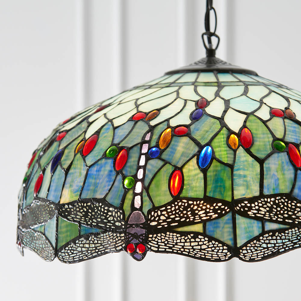 Alderworth Large 3 Light Tiffany Pendant - Blue