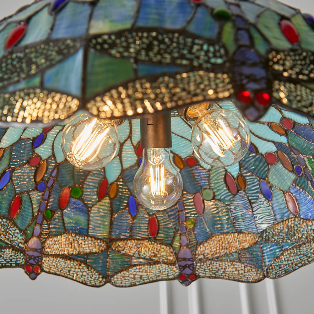 Alderworth Large 3 Light Tiffany Pendant - Blue