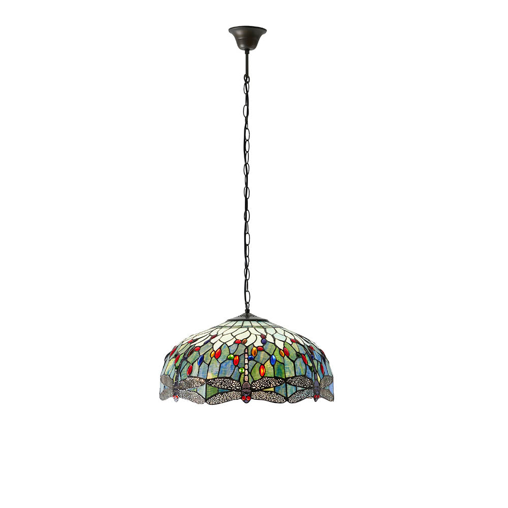 Alderworth Large 3 Light Tiffany Pendant - Blue