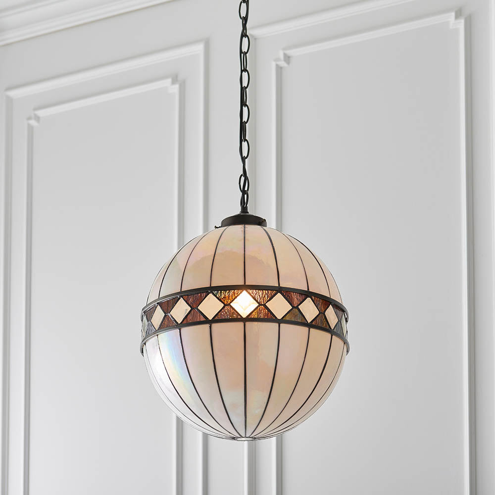 Brindleigh Medium Globe Tiffany Pendant - Multicoloured