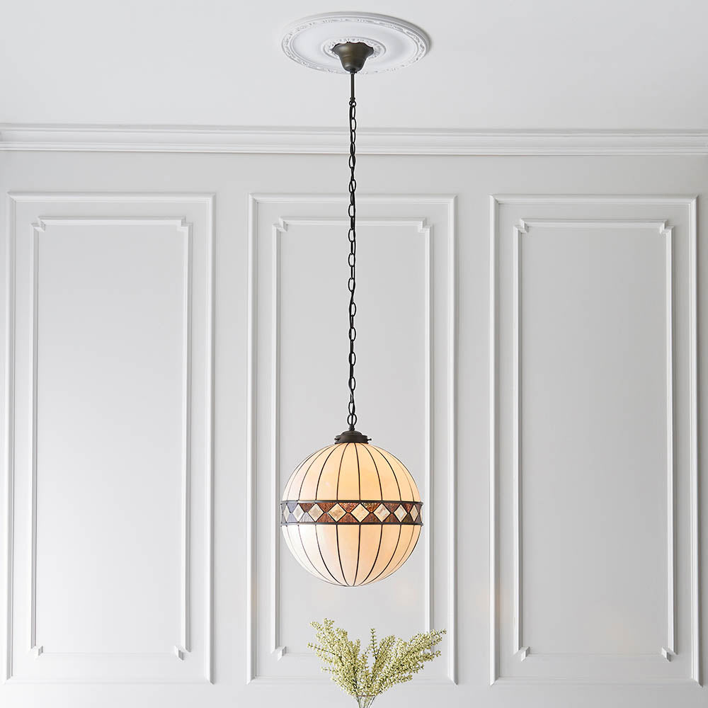 Brindleigh Medium Globe Tiffany Pendant - Multicoloured
