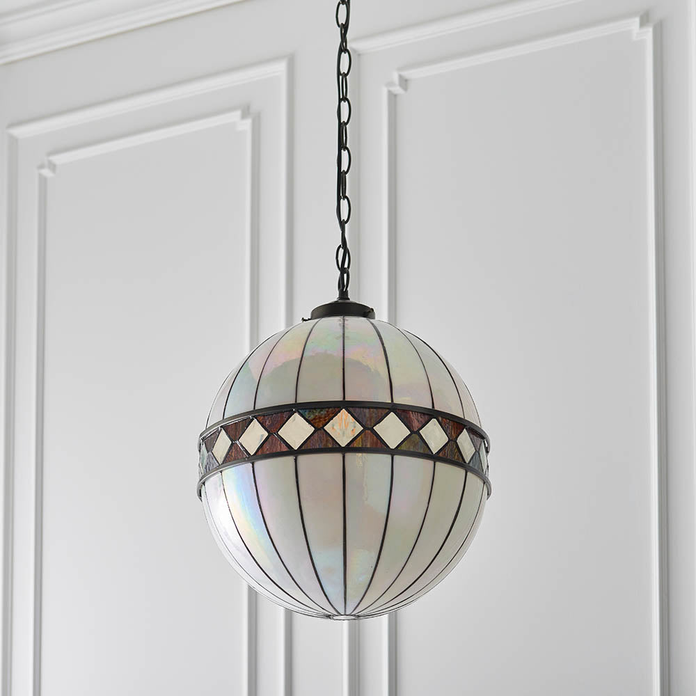 Brindleigh Medium Globe Tiffany Pendant - Multicoloured